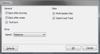 Burn My Files Options Dialog