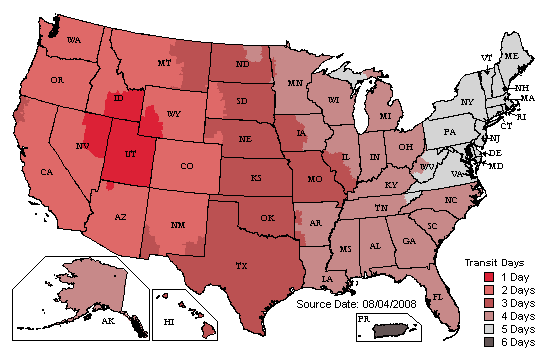 UPS Shipping Map for WhiteCanyon's Identity Theft Software